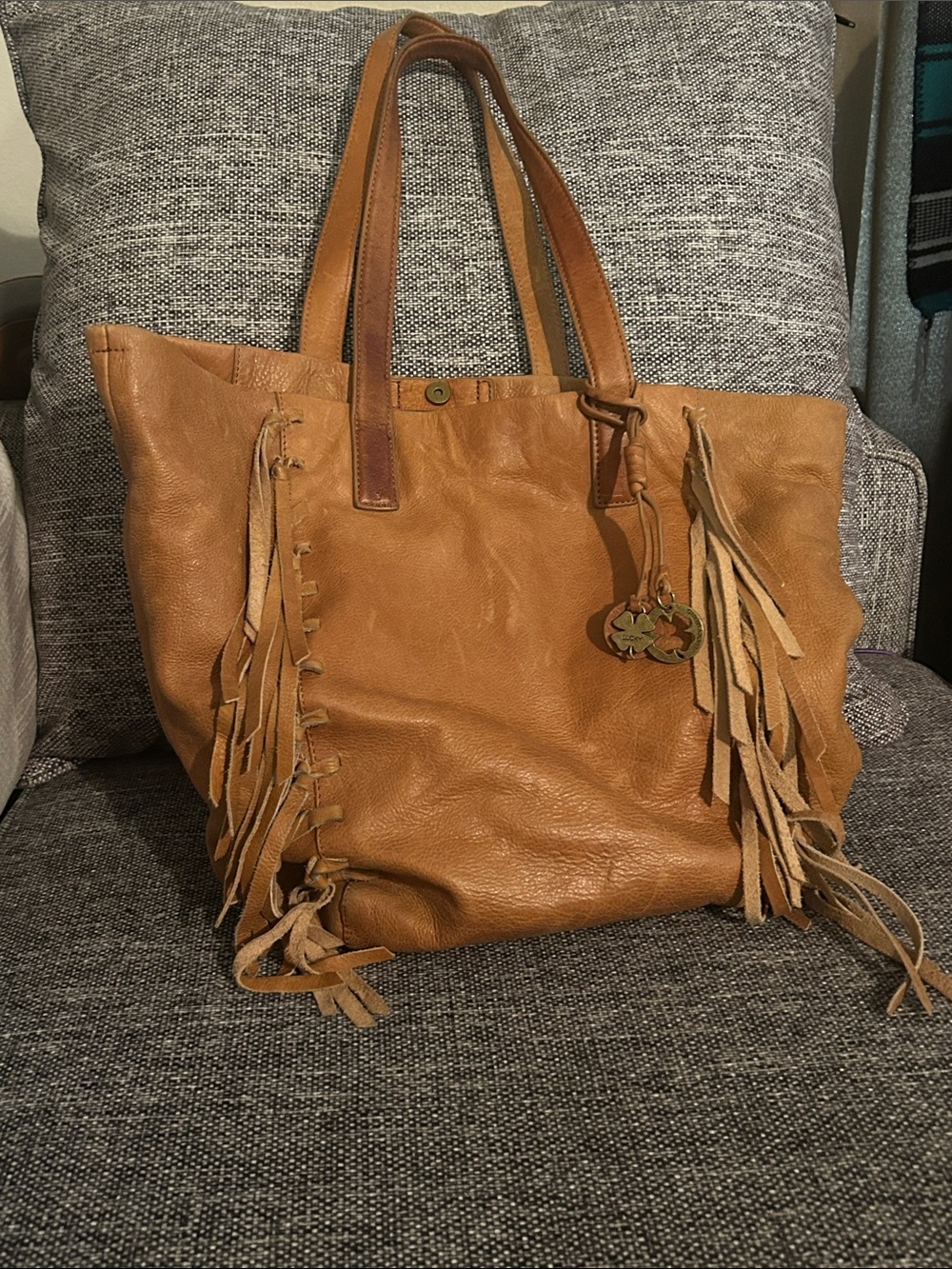 Lucky Brand Tan Leather Fringe Tote